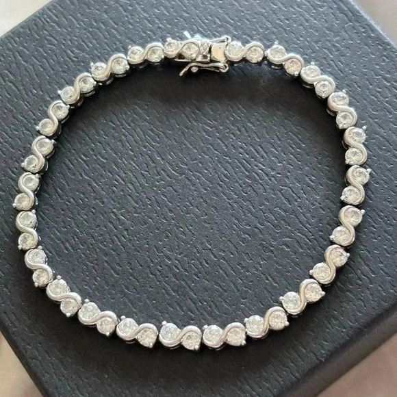 CZ Silver Tennis  Bracelet - Picture 1 of 5